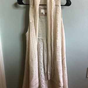 Anthropologie Ivory Open Knit Sweater Vest